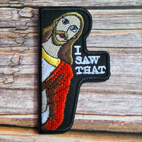 Jesus I Saw That Funny Meme 2010s Internet Joke Black Embroidered Patch - Picture 1 of 2